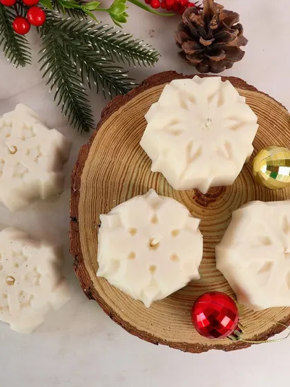 Our snowflake candle is the perfect winter combination. It's a top seller every Christmas season.
