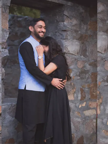 A moment of pure, unscripted laughter. These are the candid shots that couples often treasure the most from their pre-wedding session.