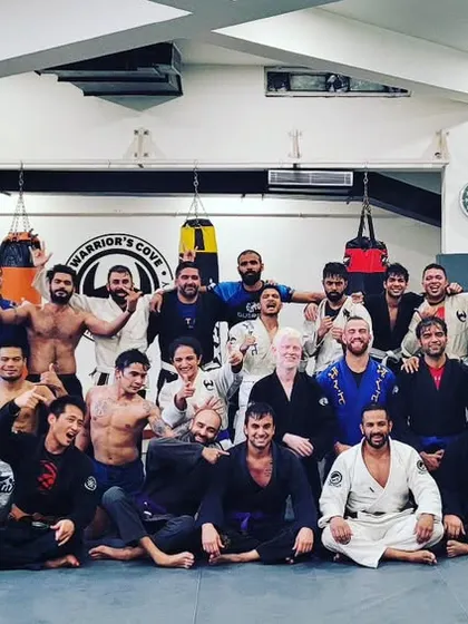 The team celebrating after a successful day of promotions and hard training.