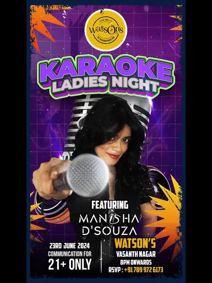 My poster for a Karaoke Ladies Night at Watson's. It's all about creating a fun and safe space for everyone to sing their hearts out.