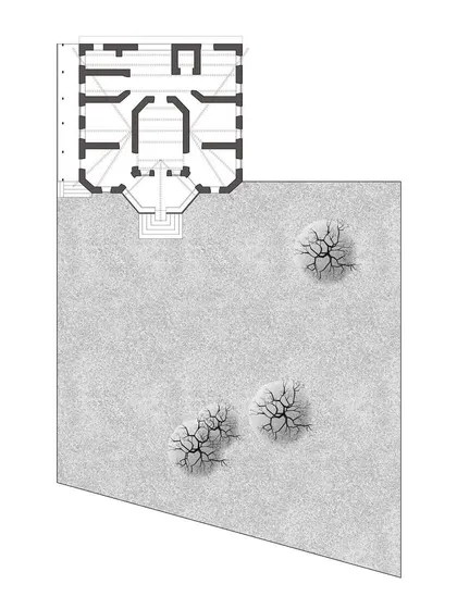 The initial site plan for the KLE Museum, showing the colonial building before our intervention. This diagram illustrates the starting point of our design process.