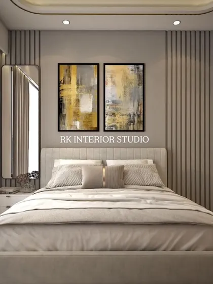 This is a glimpse into my design philosophy. A serene and modern bedroom concept featuring clean lines, textured wall panels, and soft lighting to create a perfectly balanced and restful atmosphere.