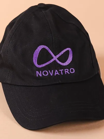 A classic black cap with the Novatro.ai logo embroidered in purple. Branded apparel is a great way to build team spirit from day one.