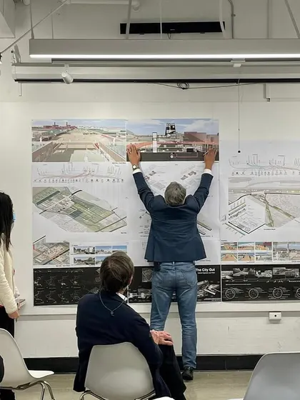 **People of Compartment S4: Vedanti Agarwal:** A photo from a design review during her studies. Vedanti's academic and professional journey has prepared her to make a significant impact in the urban sector.