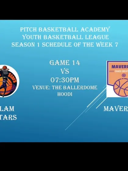 The schedule announcement for a New Year's clash in Season 1 between Slam Stars and Mavericks.