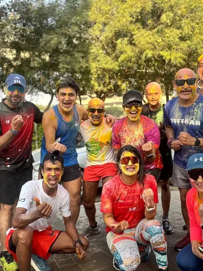 The whole tribe, a rainbow of colors, celebrating Holi together. This is what the GRR community is all about.