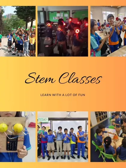 This collage showcases the variety of our STEM classes, from building solar houses and lemon batteries to creating light-up toys. There's always something new to discover.