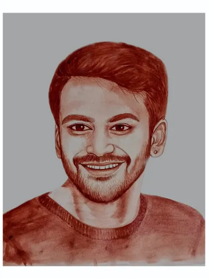 A blood portrait of the talented Kannada actor Dhananjaya, created to celebrate his birthday.