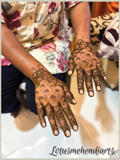 A creative design for a client who requested only lotuses with intricate finishing. The result is a beautiful and unique floral pattern.