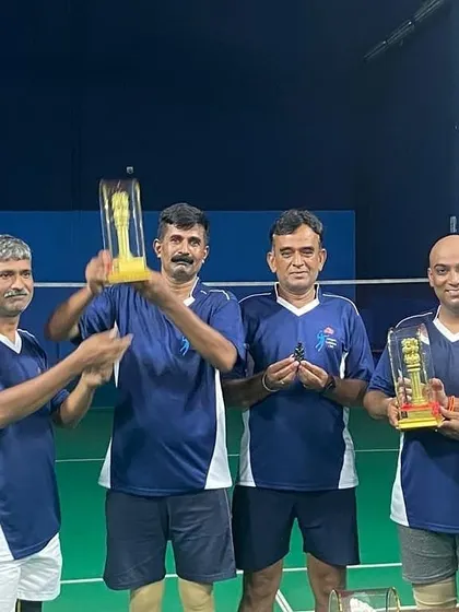 Celebrating victory together as a team.