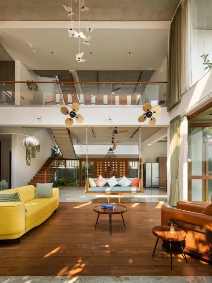 The spacious and airy living room of "House of Greens," a popular image from our media features.