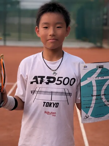 I nurture talent from a young age, and it is rewarding to see that early work pay off. Here is Toshinosuke celebrating his first Under-12 National Series singles title in Jaipur, a significant achievement for a dedicated young player.