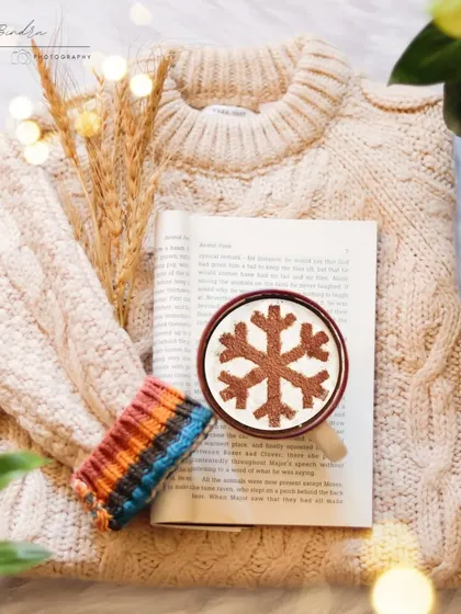 Cozy winter vibes wrapped in warmth. I created this flatlay with a hot cup of cocoa, a favorite book, and a chunky knit sweater to capture the feeling of a peaceful winter day.