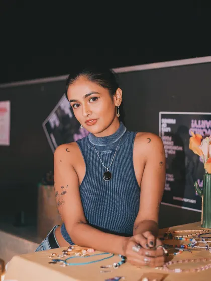 A portrait of one of the talented local artists who was part of our Lush Loft event. Creating a space for different forms of creativity to coexist is a core part of the experience.