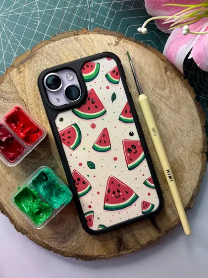 Looking for something cute and fun? I love painting playful patterns like this watermelon design. Each slice is hand-painted with bright, happy colors to give your phone a fresh and aesthetic vibe. It’s a great example of a simple, budget-friendly custom piece.