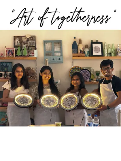 The art of togetherness. A group of friends booked a private workshop to create these stunning moon lamps together. It's a perfect way to bond and make lasting memories.
