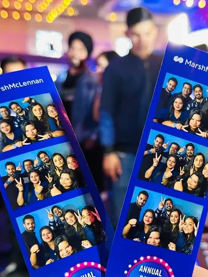 Our Strip Photo Booth captured the fun at Marsh McLennan's annual bash. The booth was constantly busy, with teams and colleagues creating fun memories together, which they received as instantly printed, branded strips.