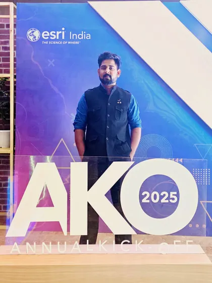 Posing at the ESRI India Annual Kick Off 2025. It's always an honor to be part of significant corporate milestones and contribute to the event's success.