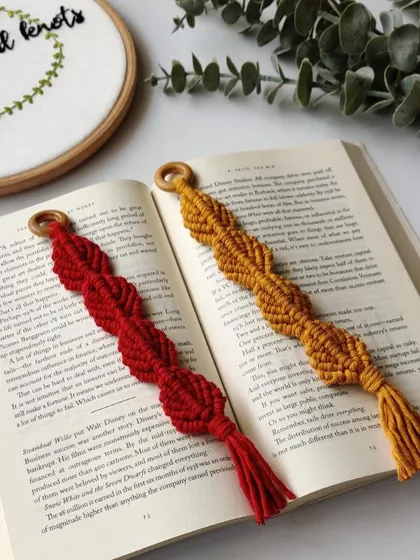 The rich red and warm mustard colors of these bookmarks complement each other so well.
