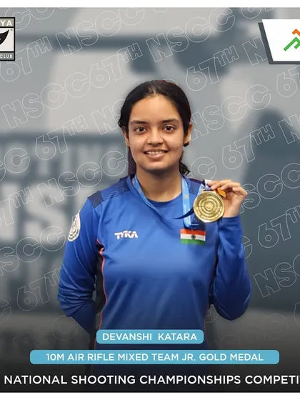 Congratulations to our shooter Devanshi Katara on winning the Gold Medal in the Mixed Team Jr event at the 67th National Shooting Championships.