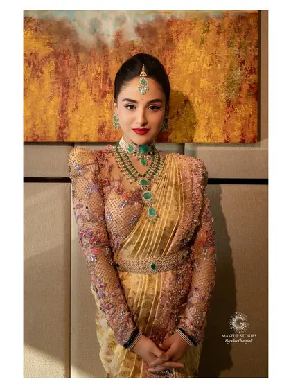 A powerful and regal pose from my bride Krishna. Her makeup was designed to be as strong and memorable as her personality, creating a look that is both aspirational and inspiring.
