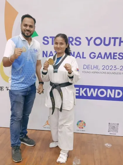 Celebrating another gold medal win for Team Prahar. This student's success at the national level highlights the effectiveness of our senior female training program.
