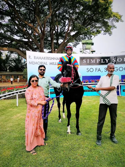 African Gold, with jockey Akshay Kumar, after winning The R. Ramakrishnan Memorial Million.