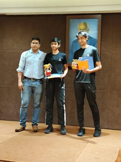 Our U-17 boys doubles champions, Harshit and Sahil, receiving their awards.