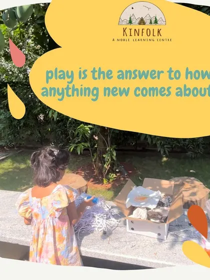 Play is how children make sense of the world and how new ideas are born. Here, a child is deeply engaged in an outdoor creative activity, showing how a few simple materials can spark hours of imaginative exploration.
