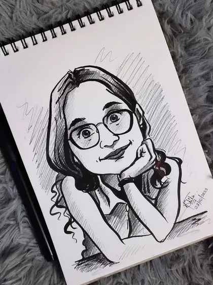 A thoughtful pose in this caricature. I enjoy drawing people in natural poses that reflect their personality.
