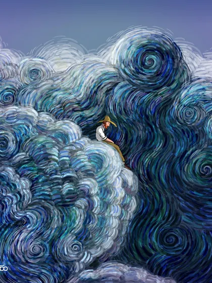 On the anniversary of his death, I picture Vincent sitting atop the swirling waves of his own creation. He is no longer drowning in them but has risen above, a master of the emotional world he painted.