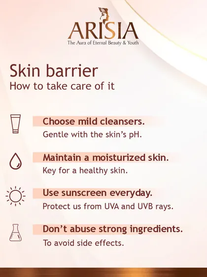 To take care of your skin barrier, use mild cleansers, keep your skin moisturized, use sunscreen every day, and don't overuse strong active ingredients that can cause irritation.