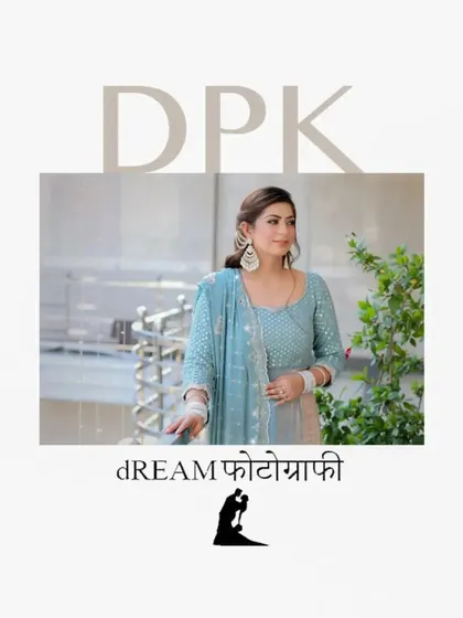 A minimalist and modern edit of bride Mannat's portrait, with her initials 'DPK' for Dream Photography Kaju.