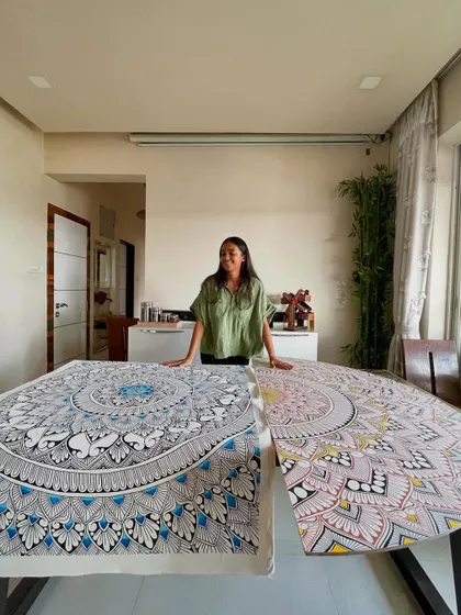 A last minute capture of two custom mandalas before I packed and shipped them to their new home in Chennai.