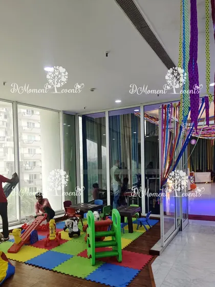 For parties with young guests, I can set up a dedicated and safe kids' play area. This setup includes soft flooring, slides, and other play equipment to keep the little ones happily occupied.