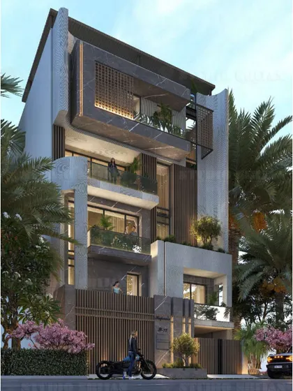 Another perspective of the Rajouri Garden home, highlighting the dynamic interplay of solid and void, and light and shadow.