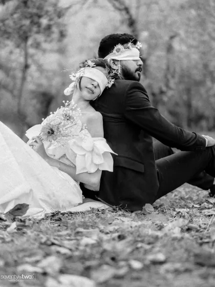 Back to back, yet completely connected. This artistic shot from their blindfolded series in Kashmir speaks of partnership and the quiet strength found in each other's presence.