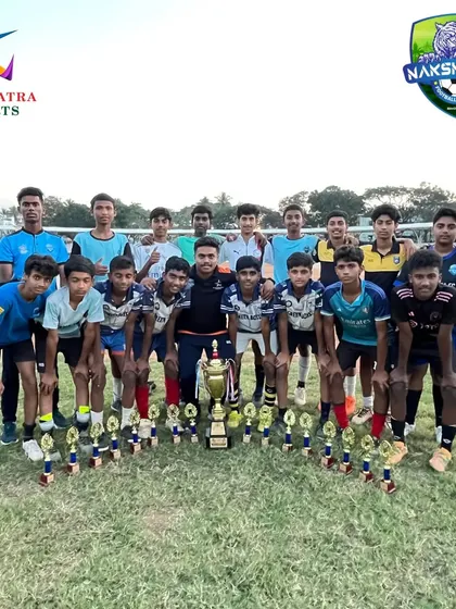 Our U-17 players with their trophies after securing 2nd and 4th place at the state-level Mysugar Football Cup in Mandya.