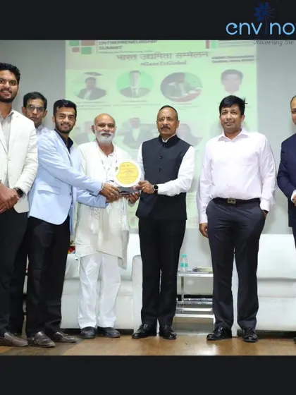 Receiving the "Bharat Entrepreneur Award" at the Bharat Entrepreneurship Summit 2024. This award recognizes our leadership and impact on the entrepreneurial landscape in India.