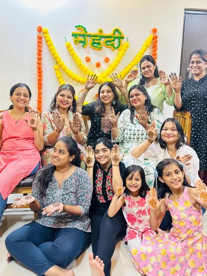 A happy group photo from Kasturi's engagement. My team and I did mehendi for all her lovely family and friends.