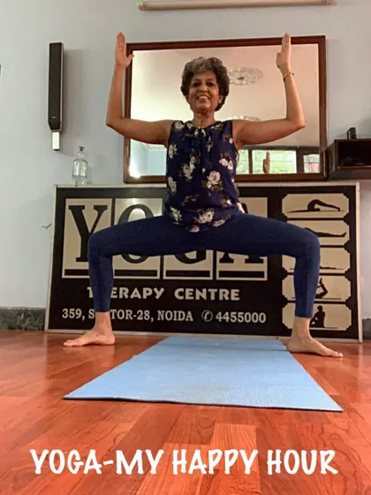 The Goddess Pose, or Utkata Konasana, is my happy hour. It connects you to your inner strength and power, which is an incredible resource to tap into during pregnancy and childbirth.
