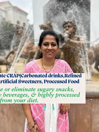 To manage blood sugar, it is important to eliminate CRAP from your diet: Carbonated drinks, Refined foods, Artificial sweeteners, and Processed foods. Reducing these can make a huge difference.