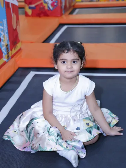 A quiet moment on the trampoline. Our park offers both high-energy activities and spaces for kids to just relax and enjoy the environment.
