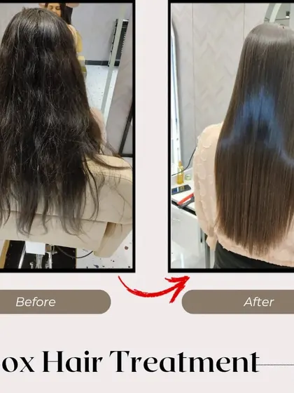 A clear before-and-after of our Botox Hair Treatment. This service is performed by our trained professionals to guarantee a safe and stunning result.
