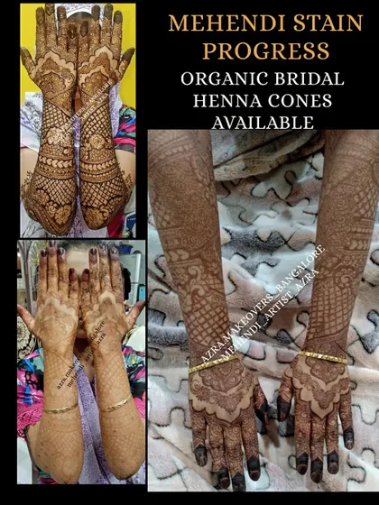 Another example of my henna's stain progress. I provide organic bridal henna cones and aftercare tips to ensure you get a beautiful, deep color.