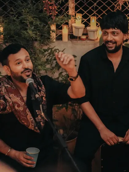 We share a laugh between musical moments at the private Diwali gig hosted by @mitin_upadhyay.