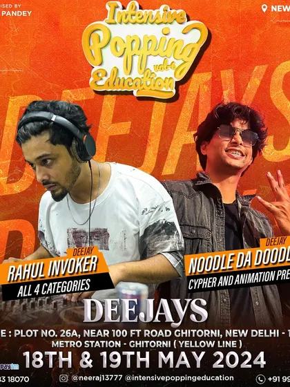 I was one of the DJs for the 'Intensive Popping Education' event in New Delhi. I handled all four categories, providing a consistent and energetic musical backdrop for the entire competition.