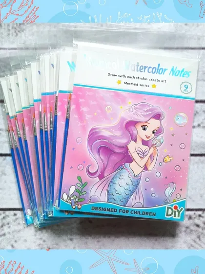 Another version of the mermaid watercolor notepad, "Magical Watercolor Notes," designed for children to create art with just a stroke of the water pen.