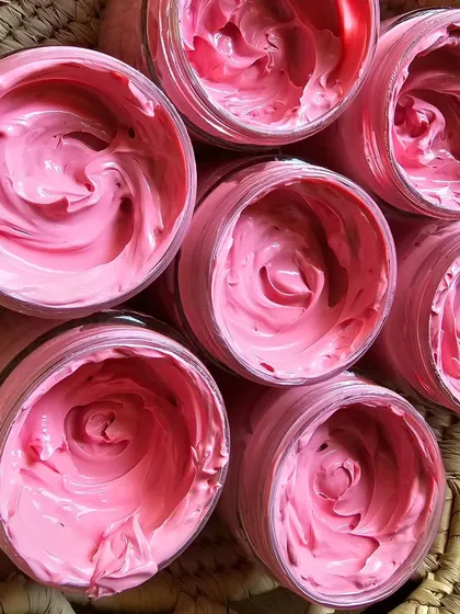 A full batch of the Rose Calamine Facepack. The beautiful pink color comes from natural rose and calamine.
