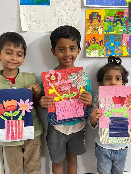 Our sensory group created these beautiful flower collages. By cutting, arranging, and gluing different shapes and textures, they practiced a wide range of fine motor skills.